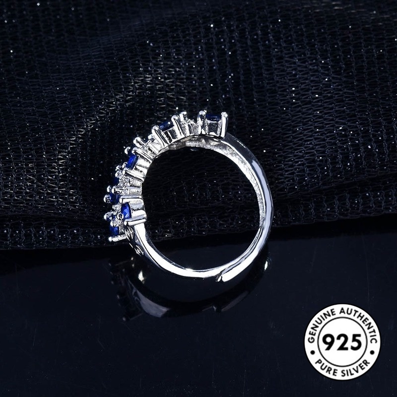 Cincin Sapphire Elegan Bahan S925 Silver Untuk Wanita