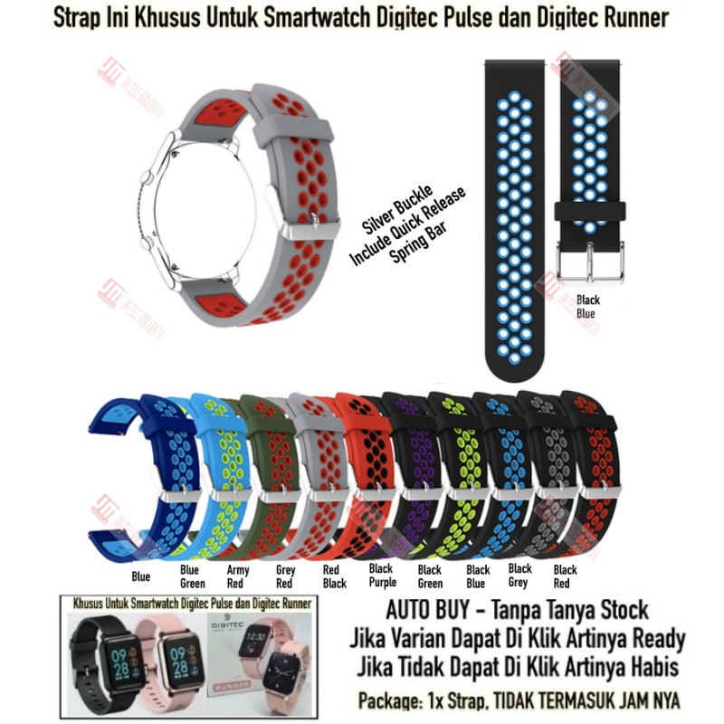 NSB Tali Jam 20mm Watch Strap Smartwatch Digitec Pulse / Runner - Rubber Sporty SIlikon