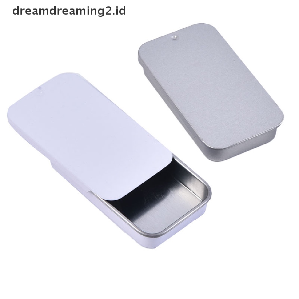 1pc Kotak Wadah Mini Portabel Dengan Model Geser Dan Bahan Kaleng Untuk Organizer / Tempat Penyimpanan