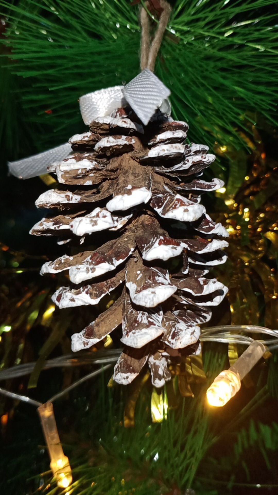 Bunga Pinus Salju Bunga Pinus Kering Putih Salju Hiasan Pohon Natal Dekorasi Natal