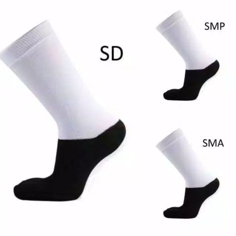 KAOS KAKI ANAK SEKOLAH SD SMP SMA HITAM PUTIH SPANDEK ADEM