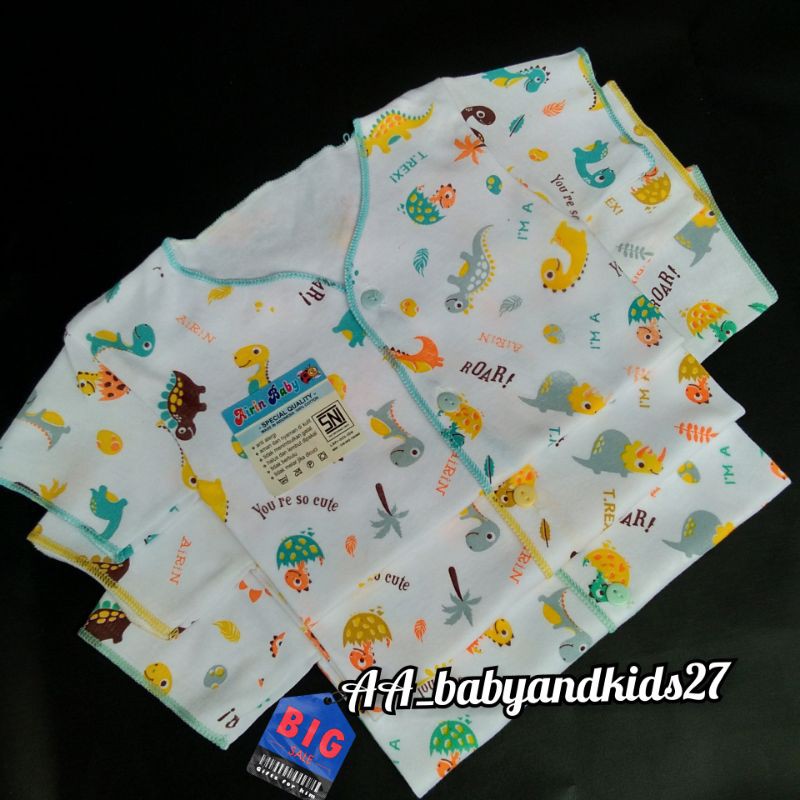 3 PC Airin Baju Bayi Lengan Pendek Full Print SNI Motif Random