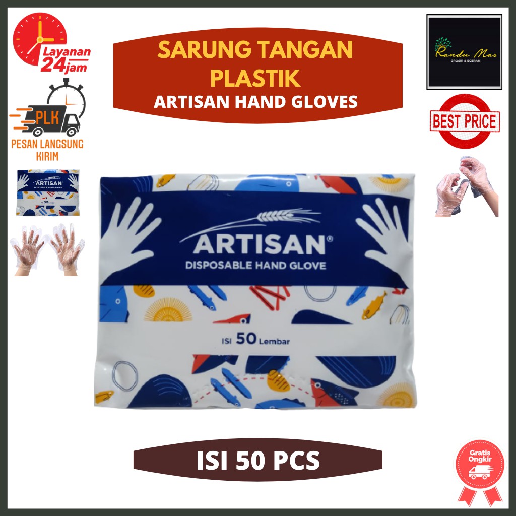 Handgloves Plastik Bening Isi 50pcs  | Sarung Tangan Plastik  | Plastic Gloves Tebal Premium Murah