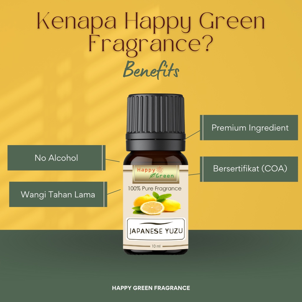 Happy Green Japanese Yuzu Fragrance Oil -Aroma Fresh Jeruk Yuzu Jepang