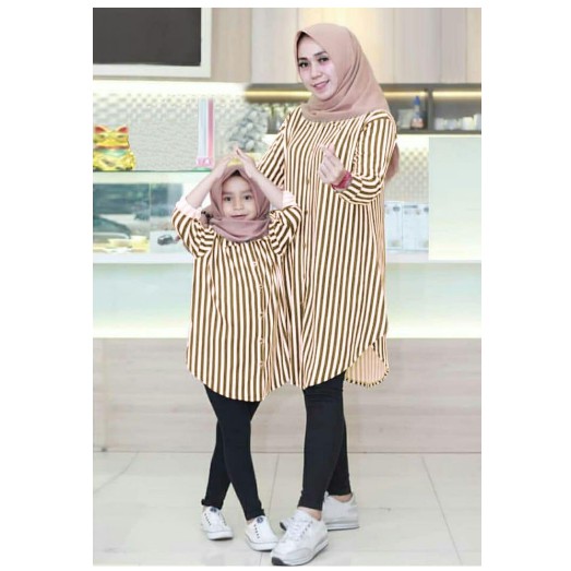 Tunik couple ibu dan anak rayon varian warna - Hitam