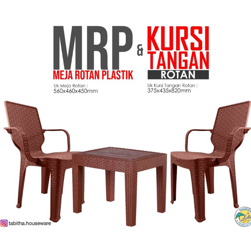 Set Meja Kursi Tamu Teras Rotan Plastik Tabitha