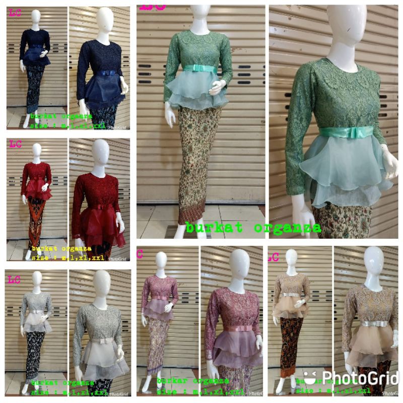 REALPICT Setelan Kebaya Brukat Organza / Kebaya Modren / Kebaya Pesta / Kebaya Wisuda