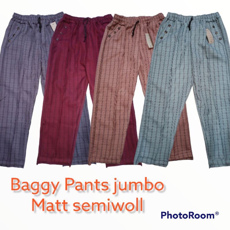 Baggy Pants kotak-celana Tartan jumbo-celana baggy Pants jumbo-celana wanita kekinian