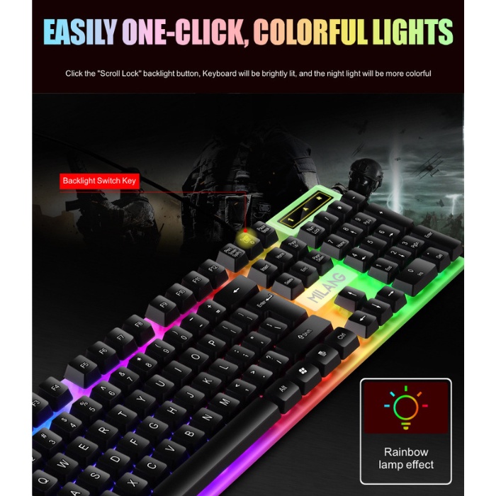 PROMO MiWolf K6 Milang New RGB Gaming Keyboard Wired Murah