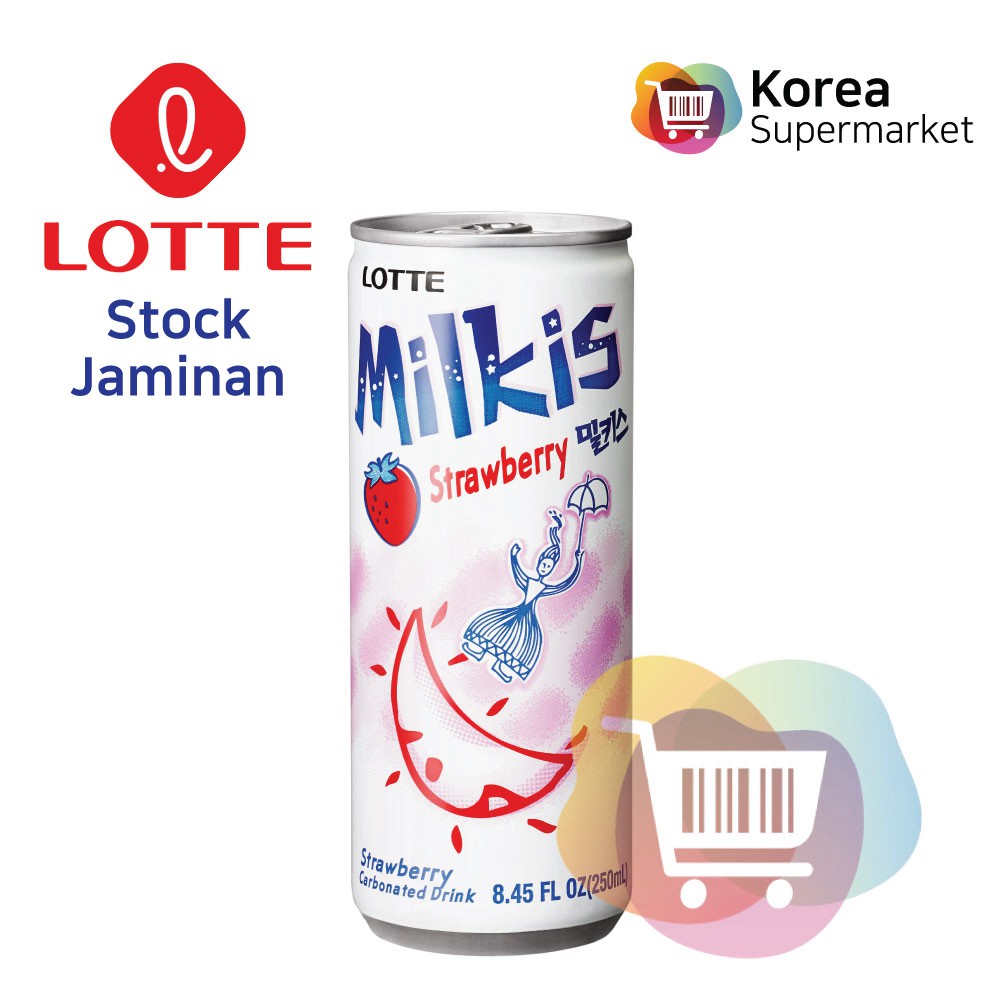 Lotte Milkis Stawberry 250ml/Soda Susu Rasa Stawberry Asli Korea