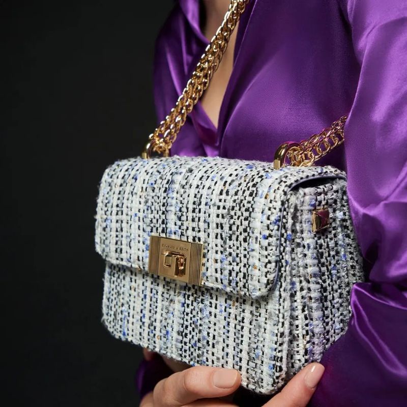 CK GIFTSET C-Capsule Collection: Alia Chain-Strap Tweed Crossbody Bag INCLUDE BOX