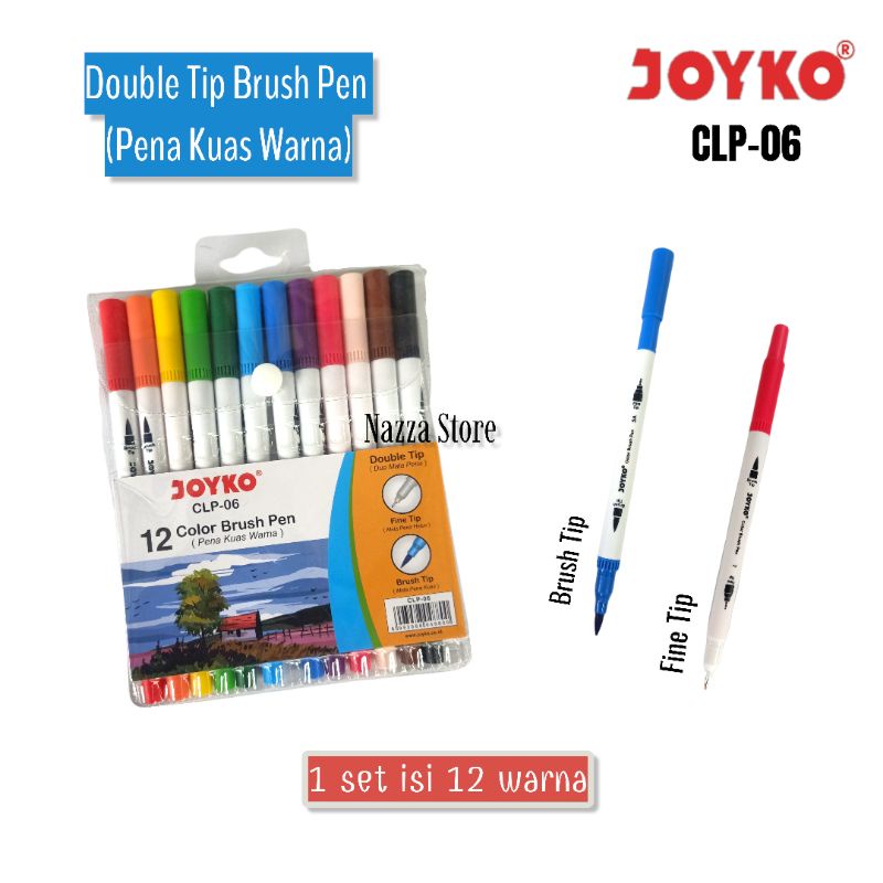 

JOYKO VIS-1 Double Tip Brush Pen Set 12 warna