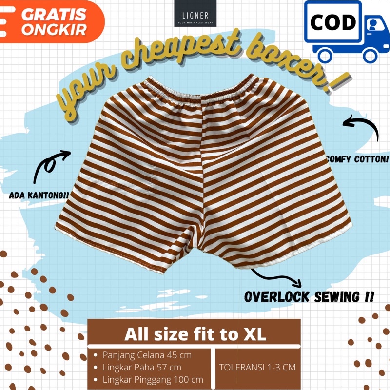 ECER HARGA GROSIR TERMURAH DI SHOPEE CELANA BOXER CELANA PENDEK  PRIA WANITA CELANA KOLOR CELANA KOTAK CEALANA MOTIF-Orange Strip
