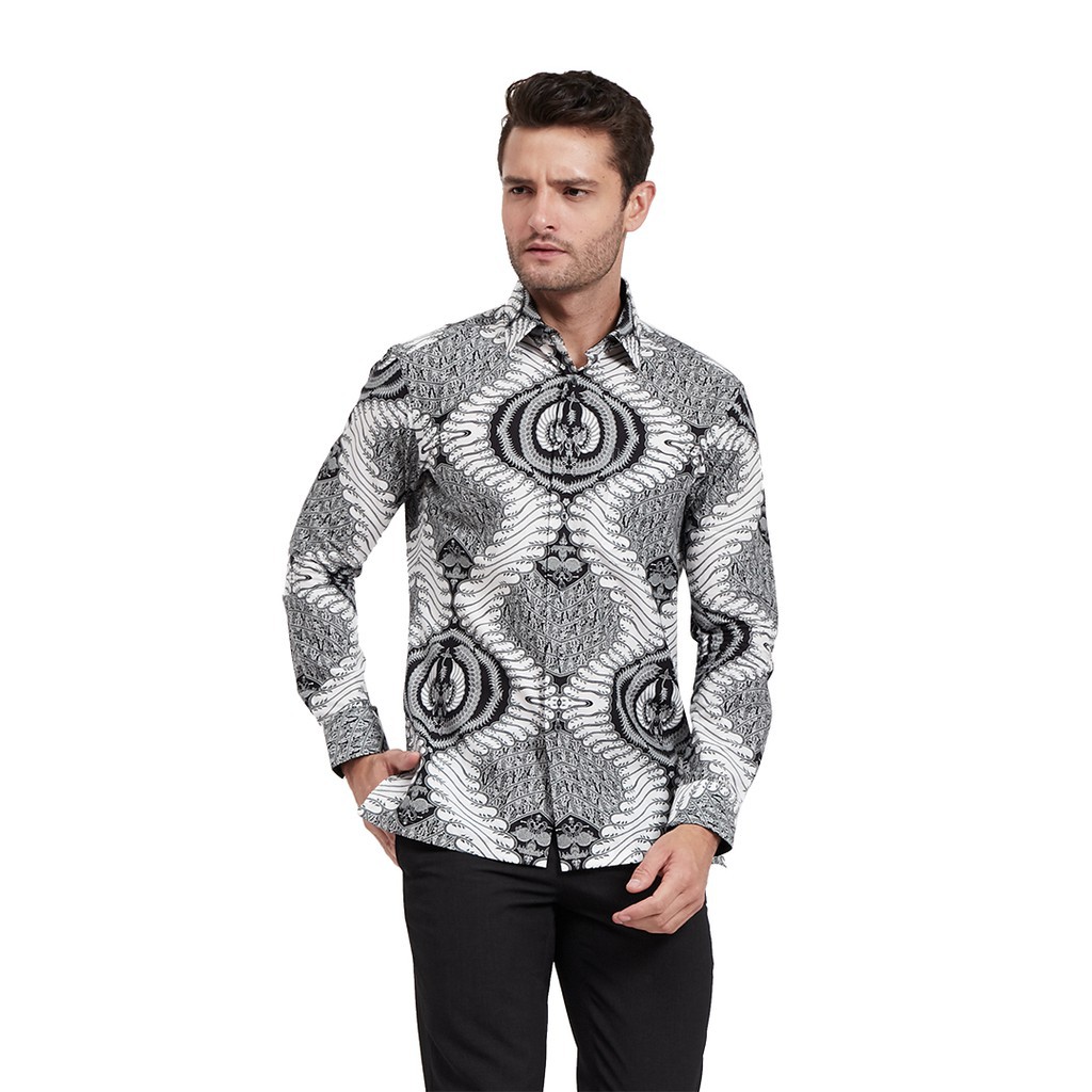 kemeja Alisan Bayar COD Alisan Batik Kombinasi Lengan Panjang BTKKB10388LS Hijau diskon murah