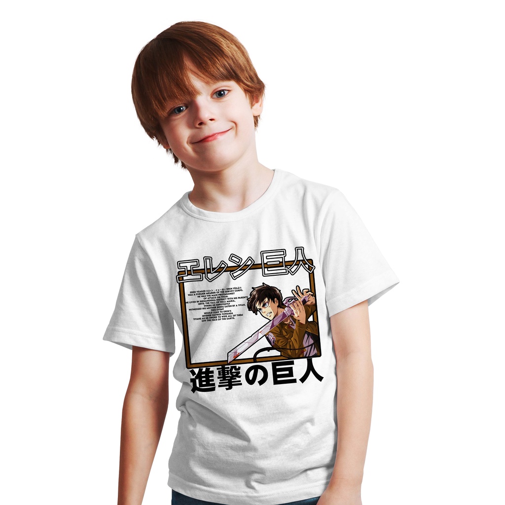 KAOS DISTRO ANAK ANIME SWORD EREN YEAGER / BAJU KIDS ANIME SNK AOT