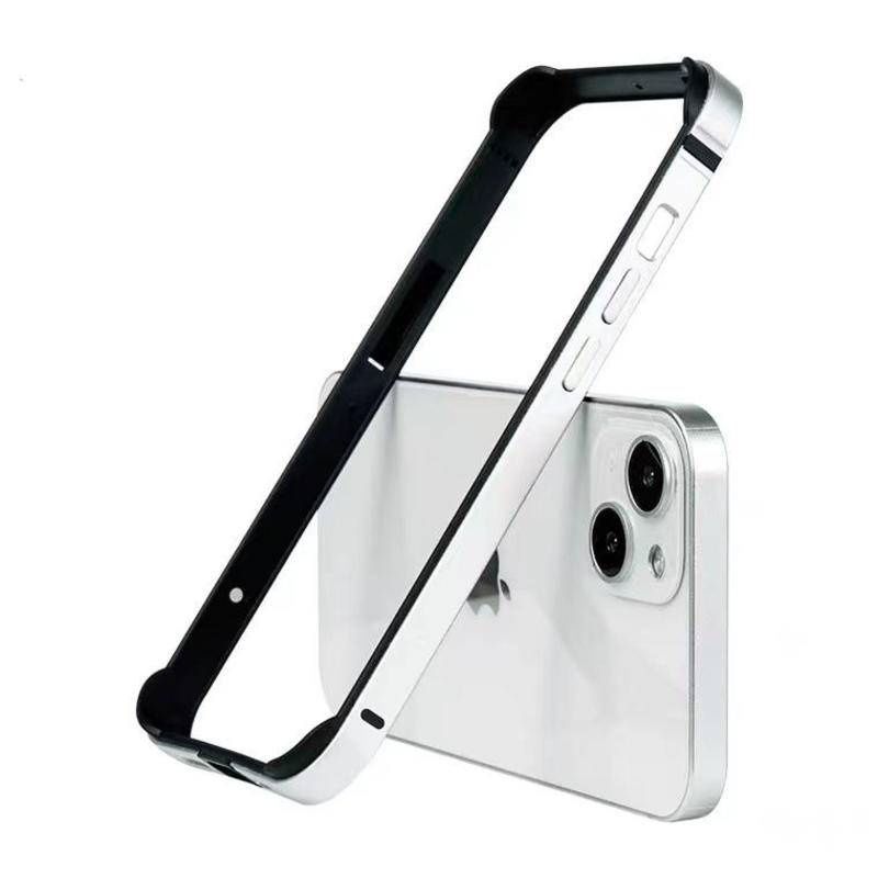 Casing Bumper Case Aluminum Metal + Silikon Warna Biru / Hitam Untuk iPhone 13 / 12 Pro Max / 13 / 12