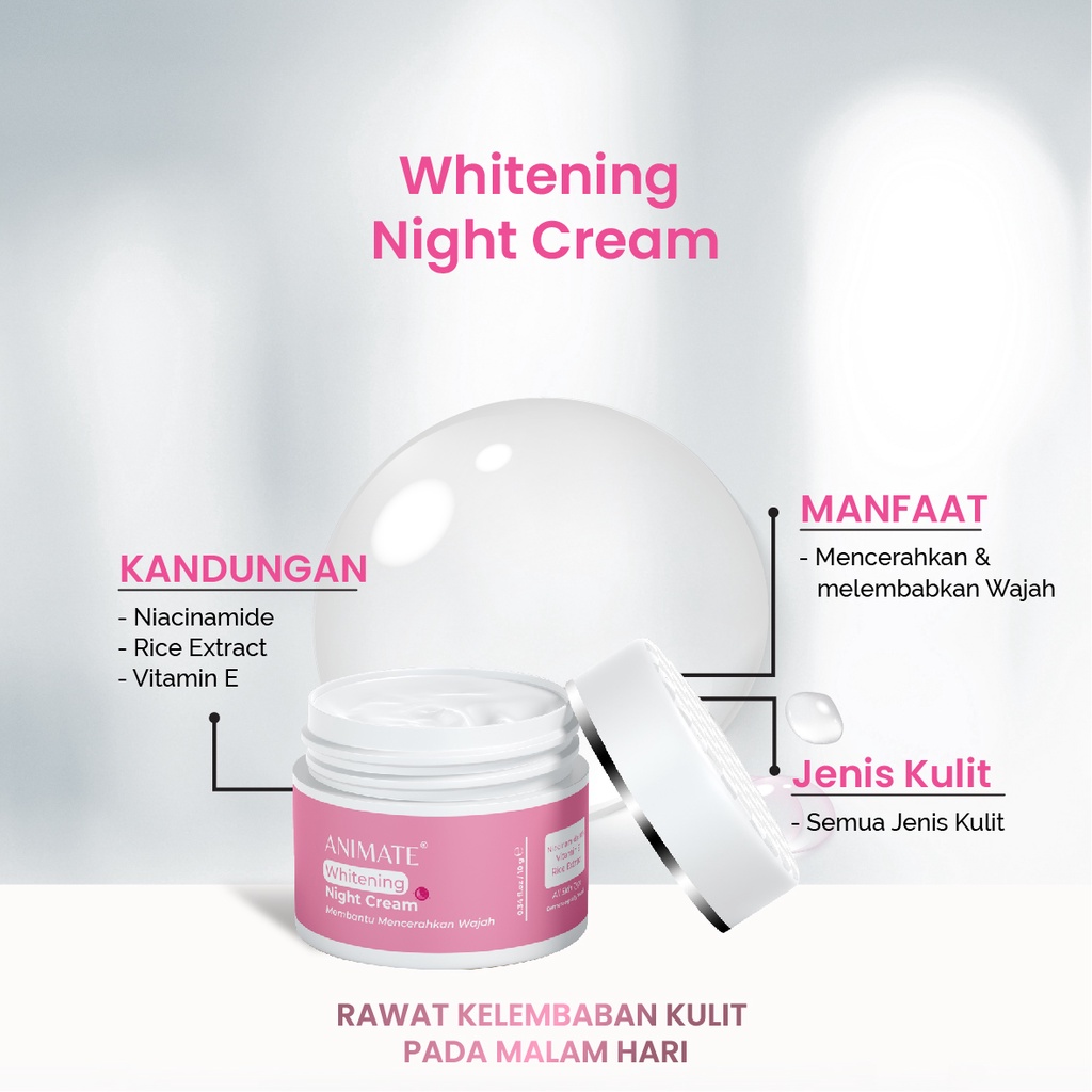 Animate Instant Whitening Series 5in1 / Cream Pemutih Wajah / Skincare Wajah Original BPOM