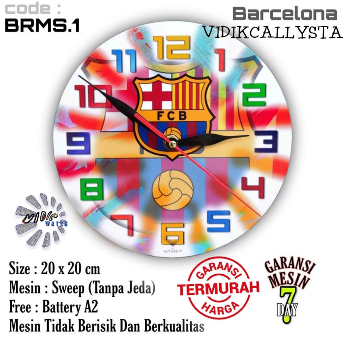 Jam Dinding BARCELONA SWEPP Team Club Klub Sepak bola BARCA MESIN HALUS