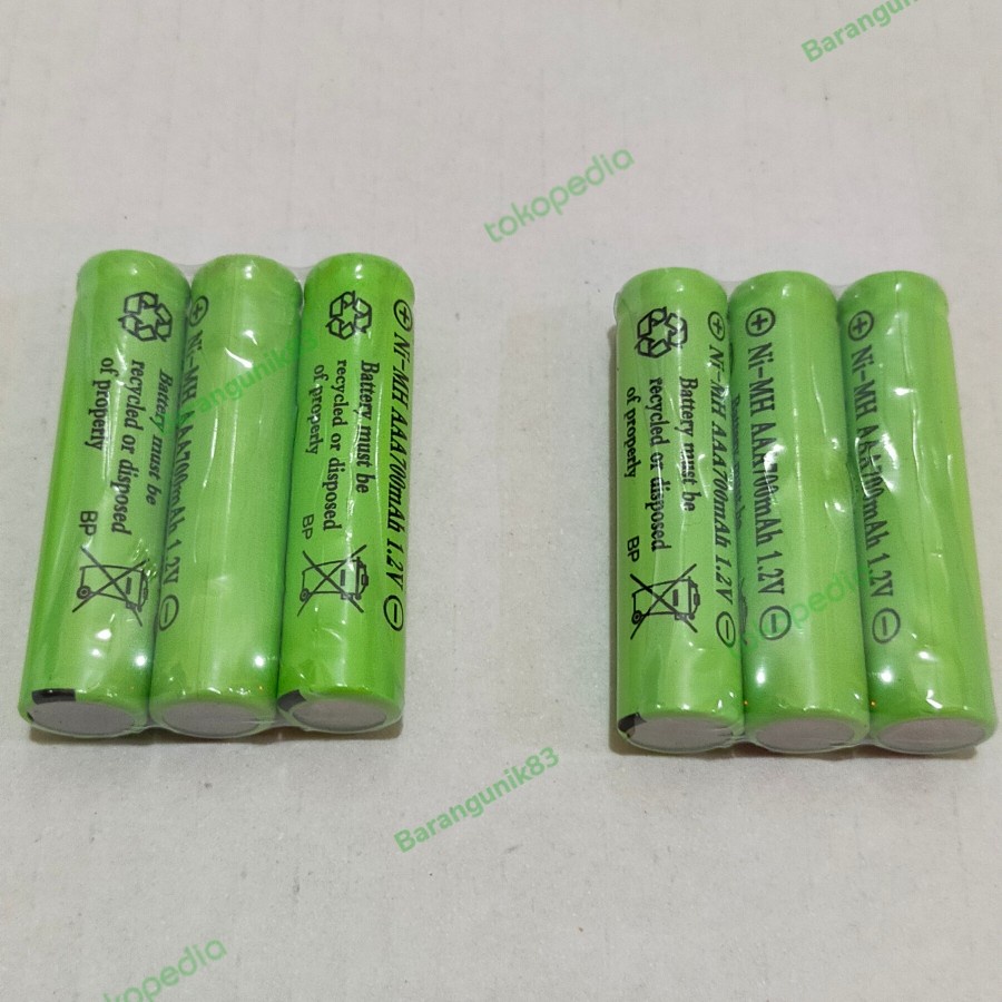 Barangunik2021-Baterai Cas Hijau AAA 700mAH 1.2V Rechargeable Baterai(Harga per 3pcs)/Baterai Charger