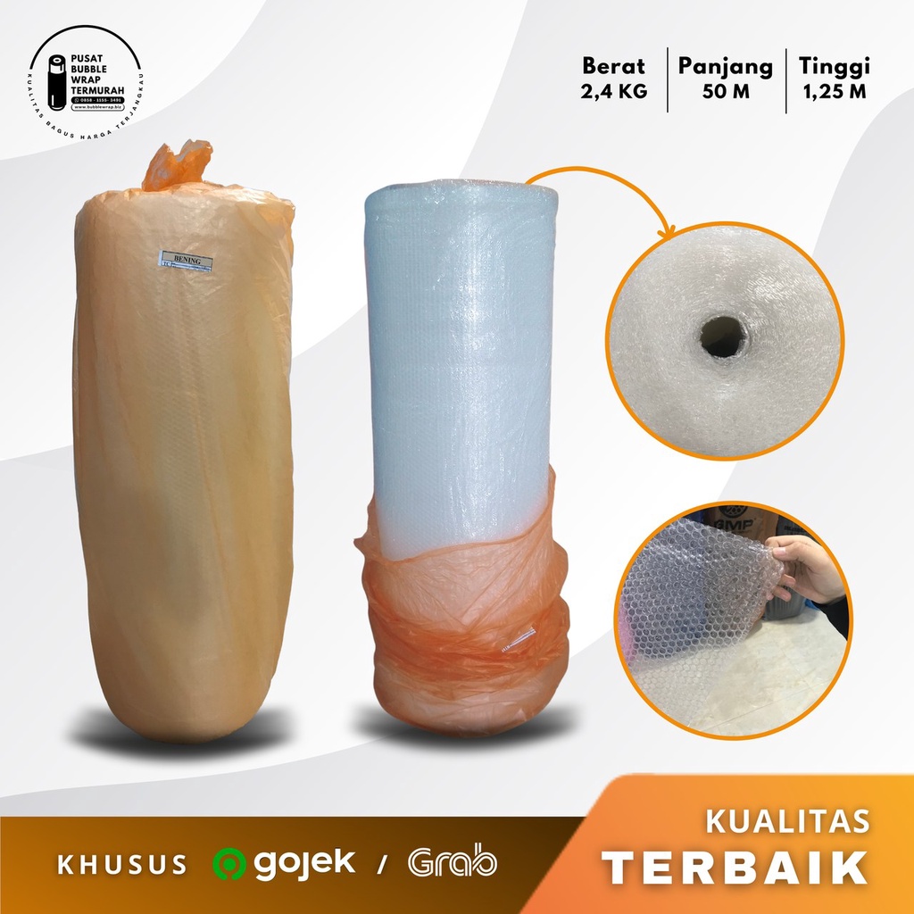 

[GROSIR] Bubble Wrap Roll Bening Berat 2,4Kg Ukuran 1,25M X 50M Bungkus Oren Kualitas Bagus Murah dan Tebal