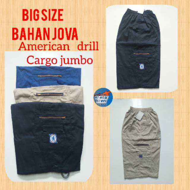CELANA CARGO PRIA PINGGANG KARET JUMBO /celana pria polos resleting /celana pendek santai pria 7/8
