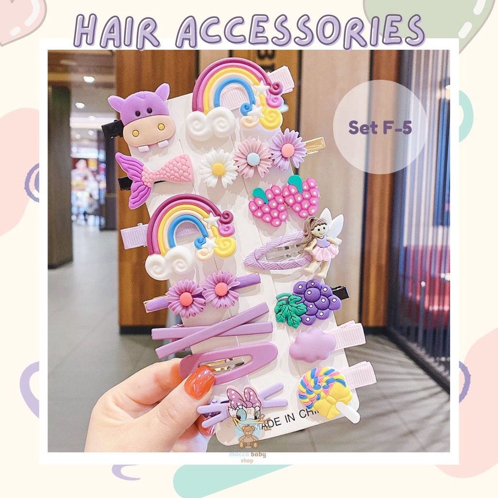 MBSS - JEPIT TWELVE Jepit Rambut Anak Fashion Korea Set 14 Jepit Rambut Kartun Jepit Rambut Gadis