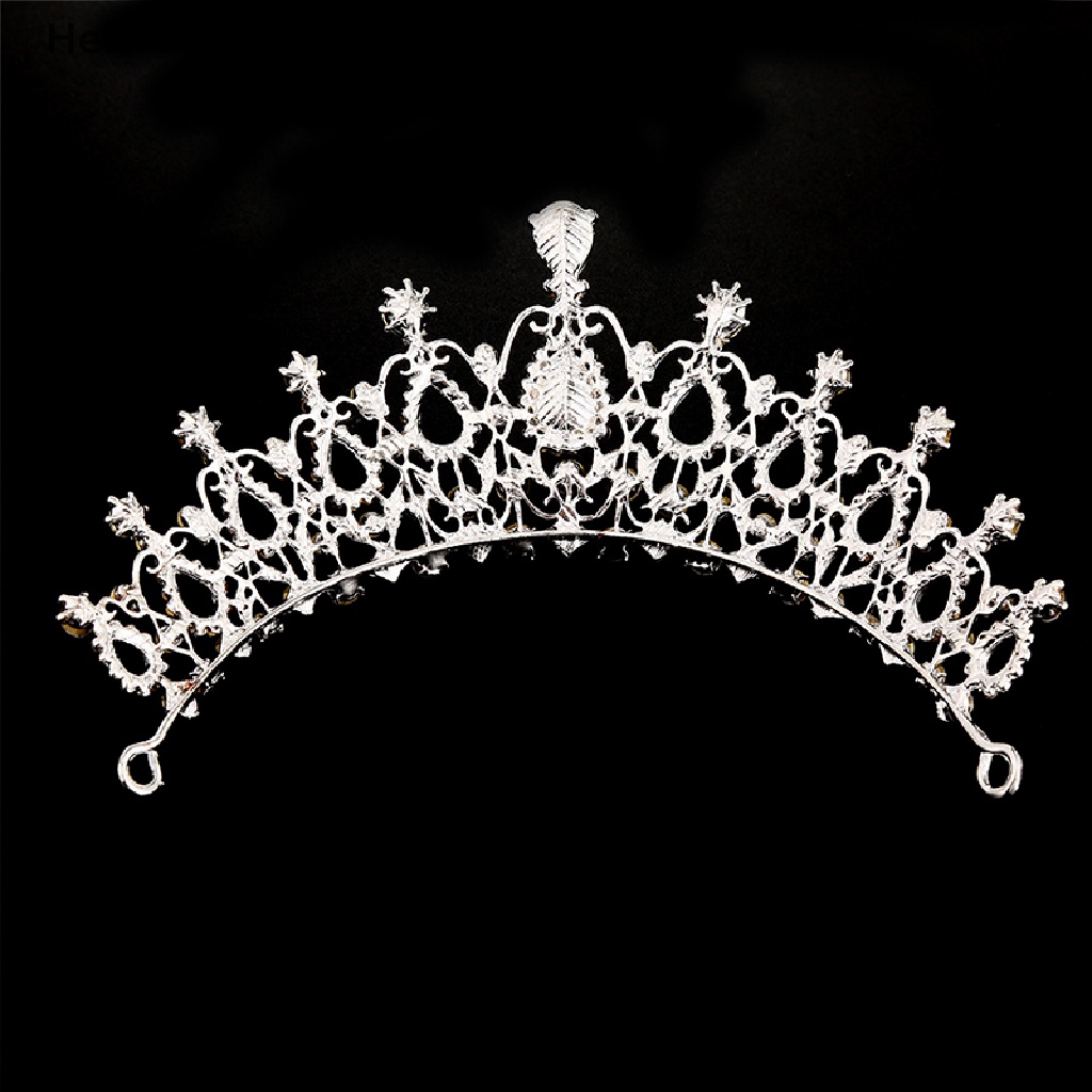 (Heavendenotation) Mahkota / Tiara Motif Bunga Aksen Kristal + Mutiara + Berlian Imitasi Untuk Wanita / Pernikahan