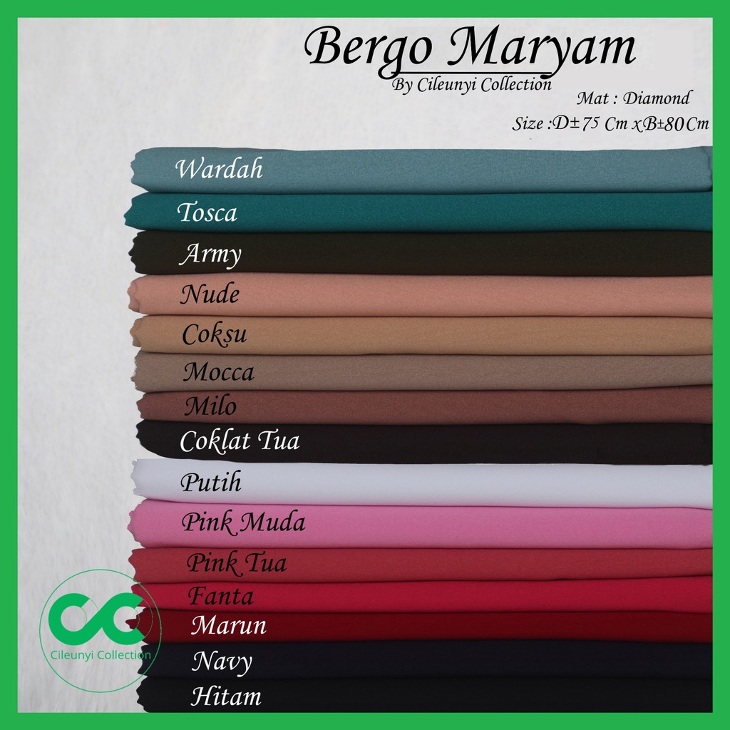 Jilbab Original Bergo Maryam Diamond Tali by Cileunyi Collection HIjab Khimar Amira Diamond Instan