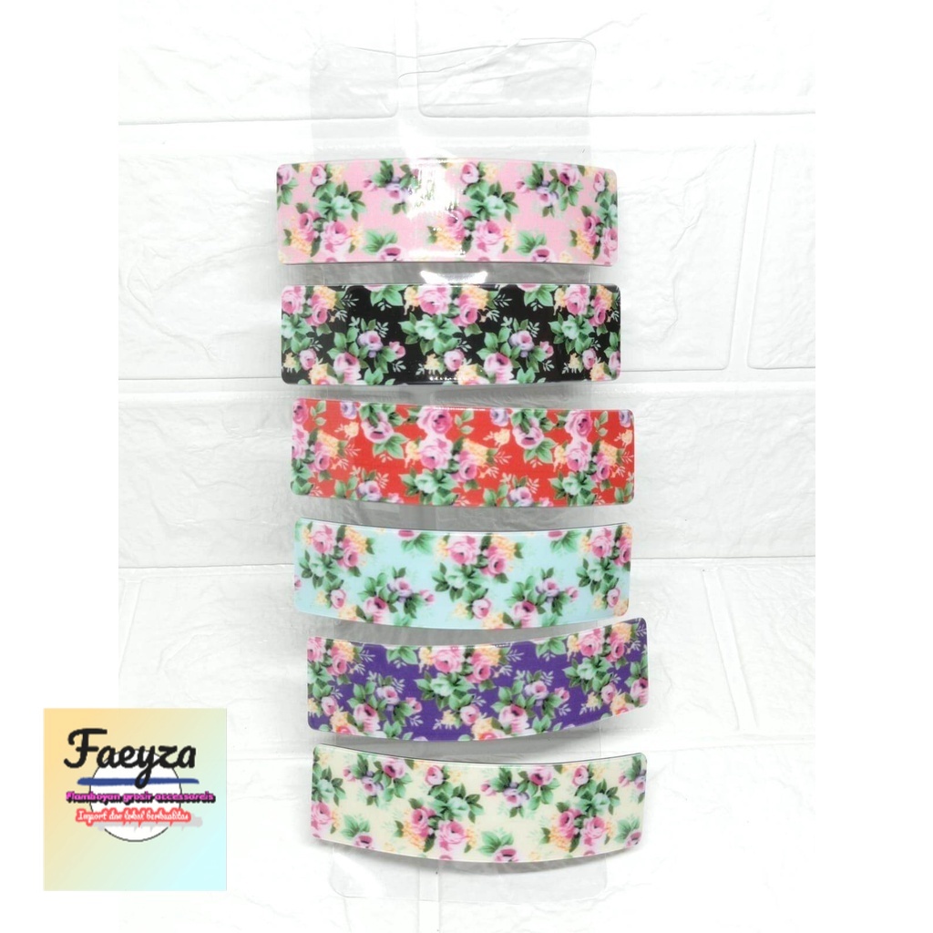 grosir 6 pcs jepit rambut otomatis corak motif