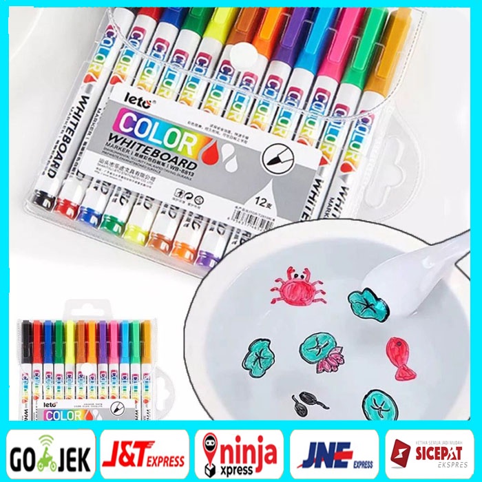 SPIDOL WARNA AJAIB / MAINAN SPIDOL AIR MENGAPUNG / MAGIC MARKER SPIDOL WHITE BOARD 12PCS / Magic marker floating pen water/spidol ajaib/Spidol Apung Air/ spidol Papan Tulis