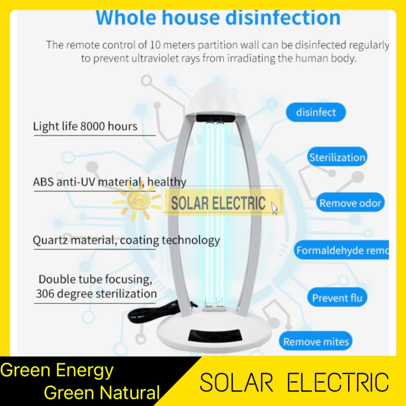 Lampu UV Sterilizer Disinfection UV Light 38w remot timer anti covid dan bakteri , Free masker 50pcs