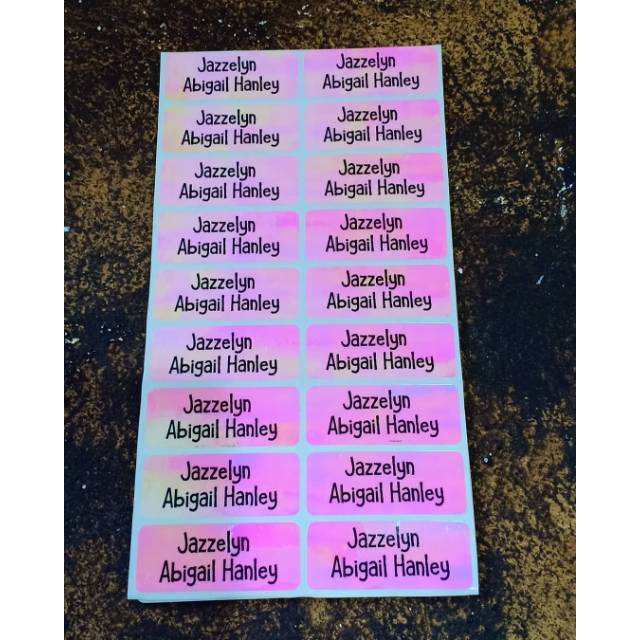 

Polos Pink Laser Label nama sticker label name waterproof