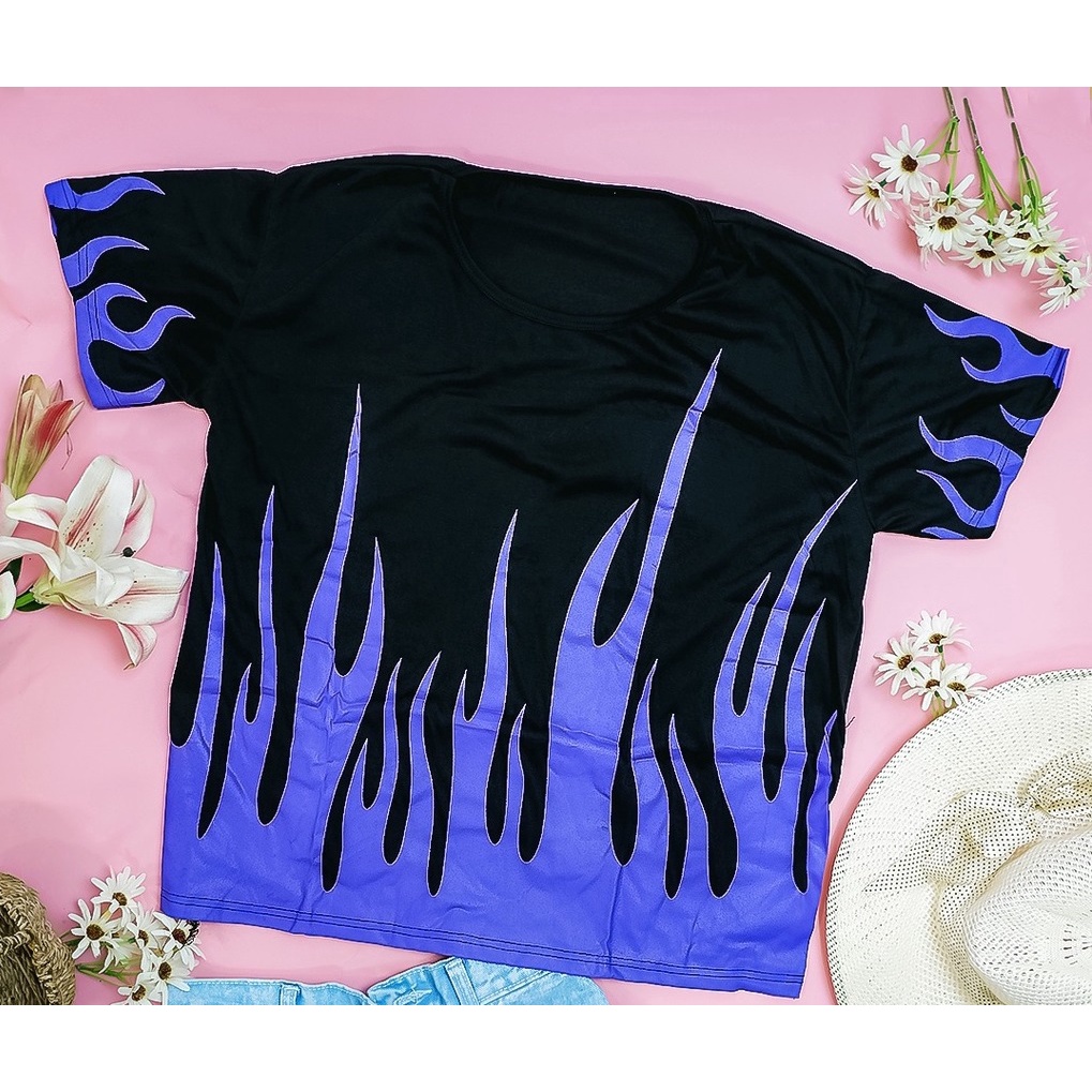 BEFAST - ZEC Oversize DENI / Oversize Fire / Baju Kaos Wanita Motif Api Oversize Fired / Tumbrl Tee Motif Api / Tshirt ABG XL Terbaru