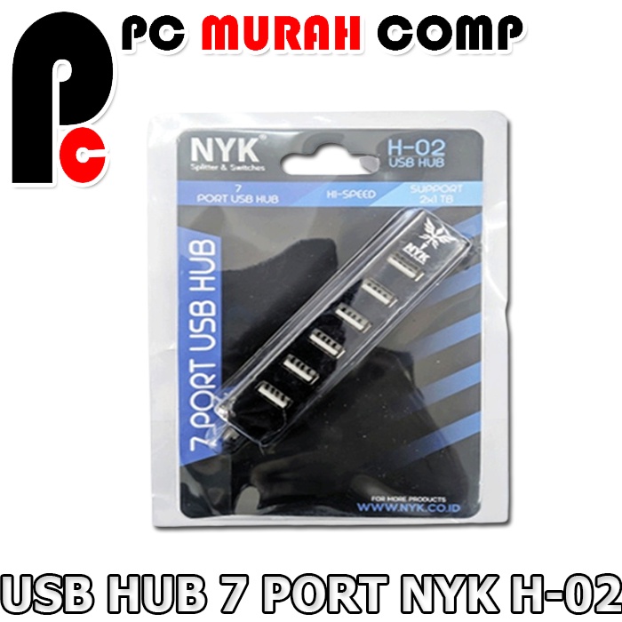 NYK H-02 USB Hub 7 Port - HITAM