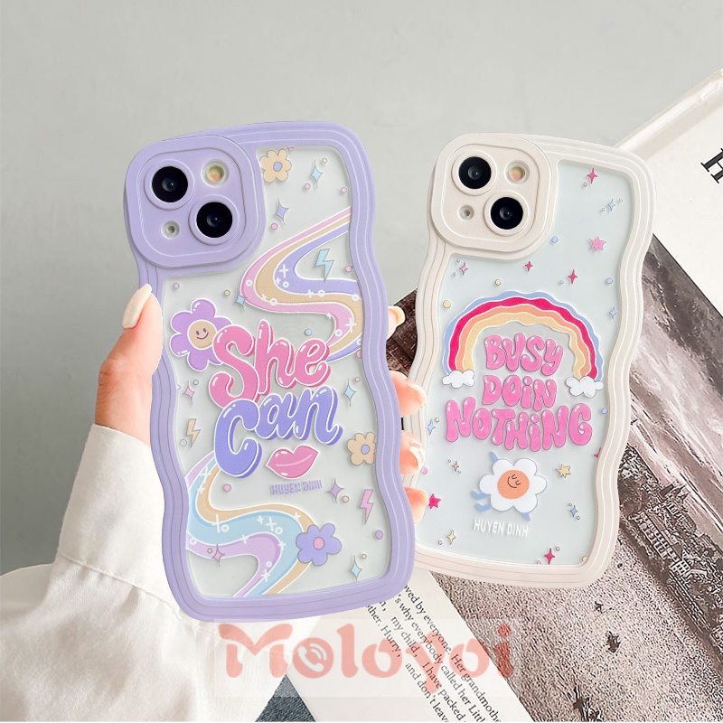 Soft Case TPU Motif Tulisan Inggris Warna-Warni Pelangi Untuk iPhone 11 12 13 11 Pro MAX 7 8 Plus 6 6s XR 14 Plus 14 Pro MAX X XS MAX SE 2020