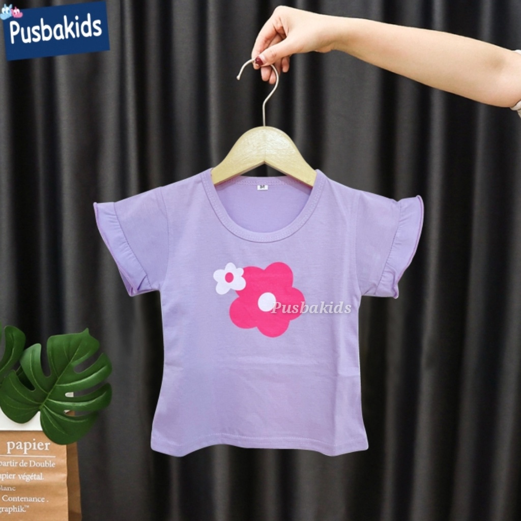 KAOS RUFFLE - Baju Kaos Anak Dan Bayi Perempuan Model Tangan Terompet 0-7 Tahun-Kaos ungu