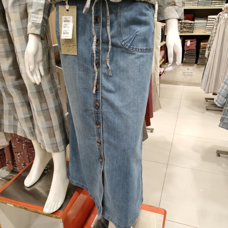 Rok panjang jeans triset (S-XL)