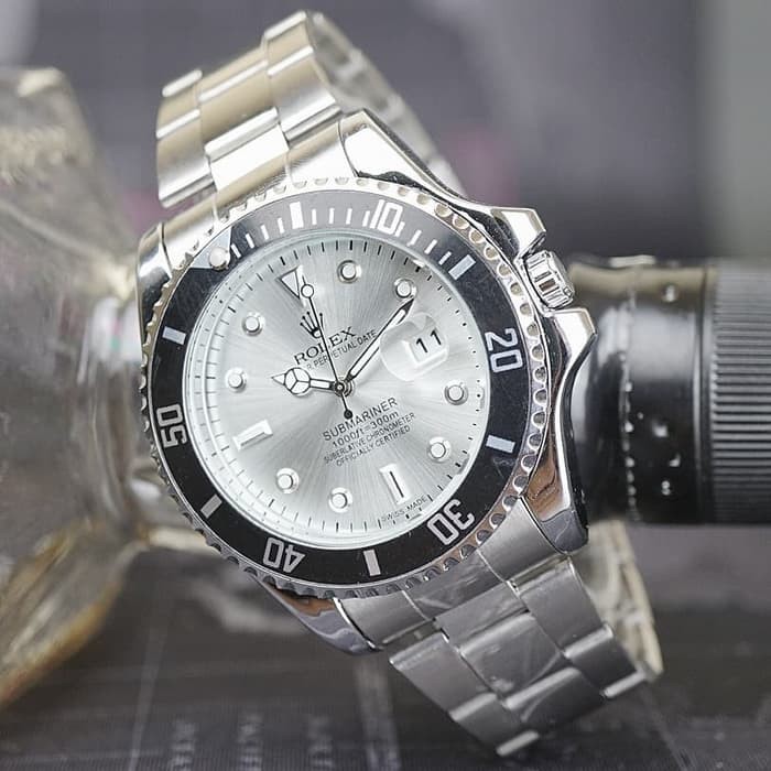 Jam Tangan Rolex Pria Tanggal Aktif Free Box - Silver