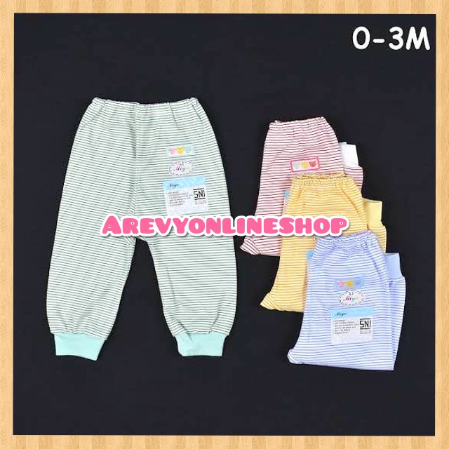 Celana Panjang Bayi/Baby Miyo Salur 0-6 Bulan / Baju Bayi Newborn Perlengkapan Bayi