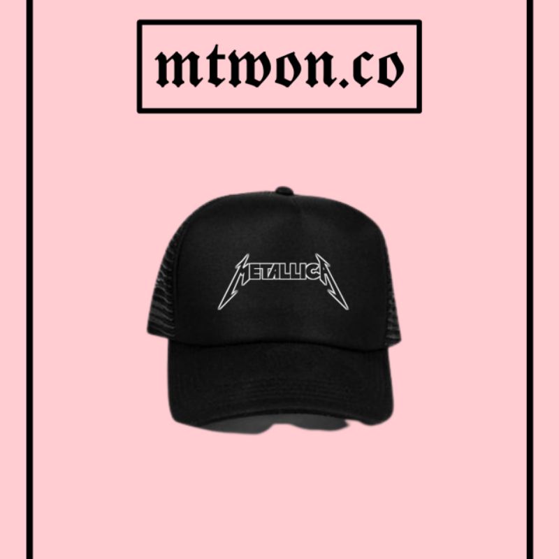 Snapback Topi METALLICA rock metal logo / Trucker jaring hitam baseball caps pria wanita man women b