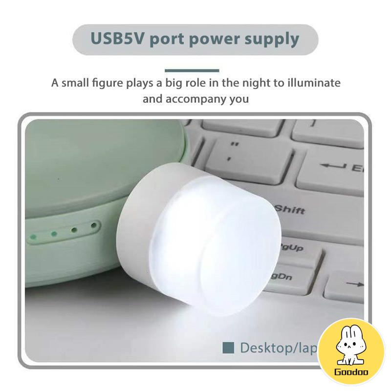 USB Plug Lamp Komputer Ponsel Lampu Pengisian Daya LED Pelindung Mata Lampu Baca Lampu Malam Bulat Kecil -Doo