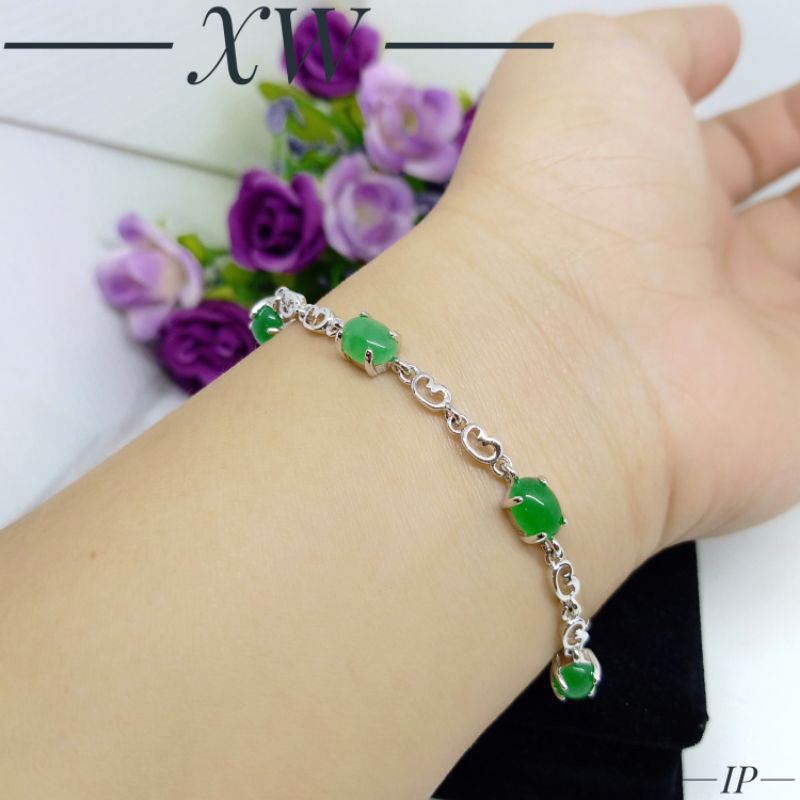 Gelang xuping batu hijau silver 1040GX007