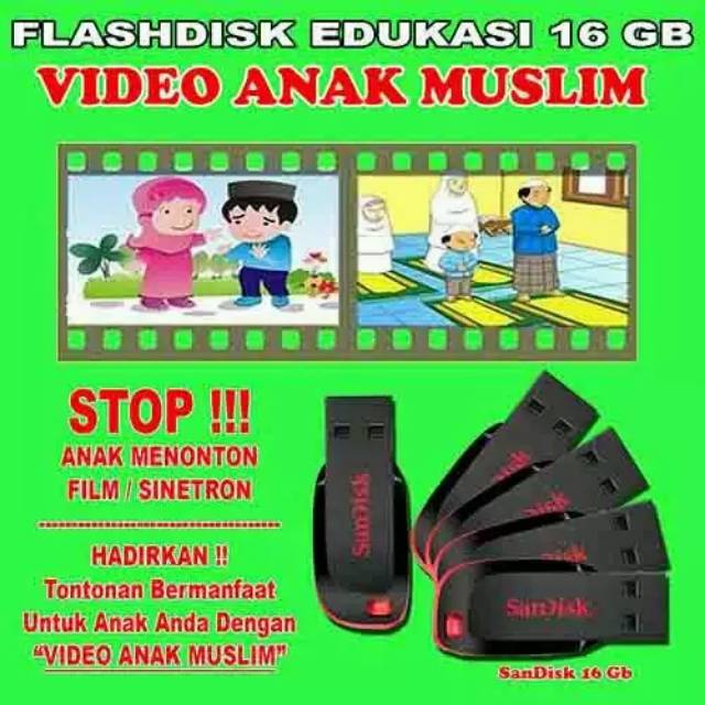 Flashdisk Sandisk 16 Gb 16Gb Ori Film Kartun Edukasi dan Lagu Islami Anak Muslim FREE OTG Usb