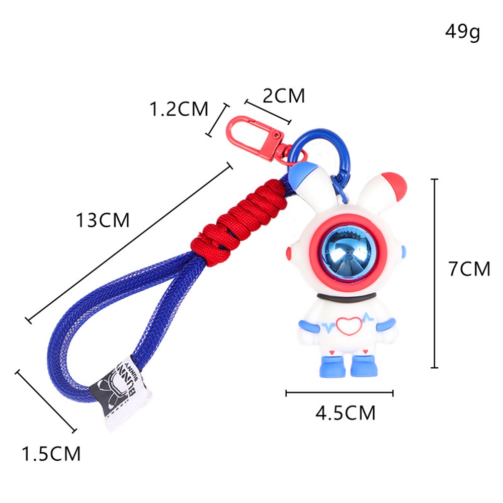 1pc Gantungan Kunci Bentuk Kartun Kelinci Cosmonaut ECG Warna-Warni Untuk Aksesoris Tas