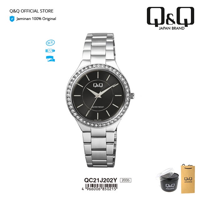 Q&Q QnQ QQ Original Jam Tangan Wanita Rantai Analog Stainless Steel - QC21 QC21J Water Resist 3 BAR-0