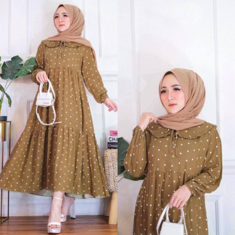 MIDI DRESS POLKADOT RAYON PREMIUM BEST SELLER