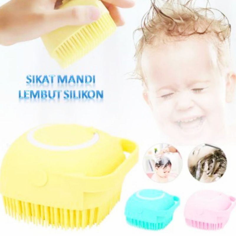 Sikat Badan Silikon Lembut Sikat Mandi Sikat Kepala Spons Sillicon Shower Brush Silicone