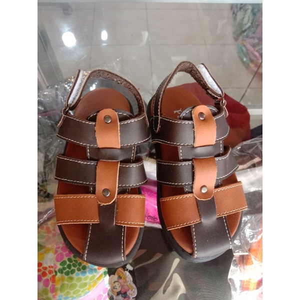 SEPATU ANAK COWOK TALI BELAKANG SANDAL KULIT LENTUR