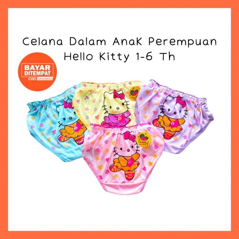 CD Celana Dalam Anak Perempuan Cewek Motif Hellokitty Katun / Celana Dalam Bayi Boxer Anak Isabel HK