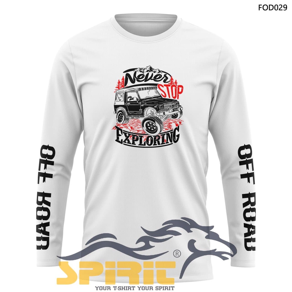 Pakaian pria Kaos jeep offroad baju offroad never stop exploring pria lengan panjang premium distro